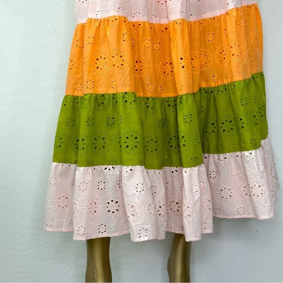 ANTHROPOLOGIE HUTCH Fantine Maxi Skirt-color-block eyelet-elastic waist SZ XS - Picture 4 of 10